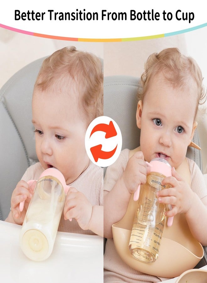 مومبيلا زجاجة رضاعة للأطفال 2 في 1 مع كوب وماصة ومقبض، زجاجة رضاعة وكوب شرب للأطفال من مومبيلا كلاسيك PPSU، زجاجة ماء للأطفال الصغار، حلمة سيليكون ناعمة سريعة التدفق، كوب انتقالي خالٍ من مادة BPA للأطفال من عمر 6 أشهر فما فوق، 10 أونصة، لون عاجي - Image 3